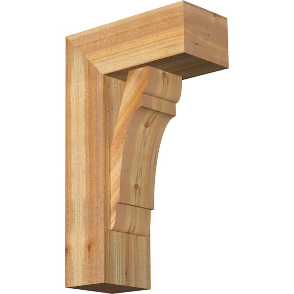 Ekena Millwork Olympic Block Rough Sawn Bracket w/ Offset Brace, Western Red Cedar, 8"W x 18"D x 30"H BKT0806X18X30OLY05RWR - main